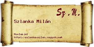 Szlanka Milán névjegykártya