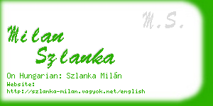 milan szlanka business card